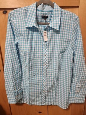 Talbots Women's Blue Gingham Button-Down Shirt
